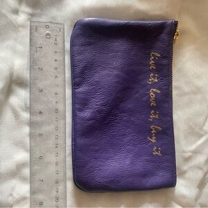 INDIGO Purple Poly-Leather Pouch with Gold Zipper